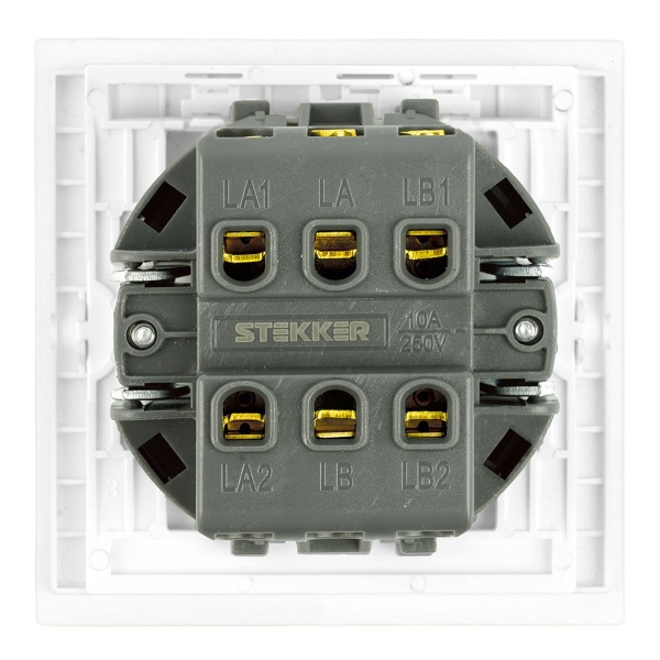 Переключатель перекрестный 1-клавишный (механизм), Stekker, 250В, 10А Мия, RSW10-3110-01, белая магнолия 50569