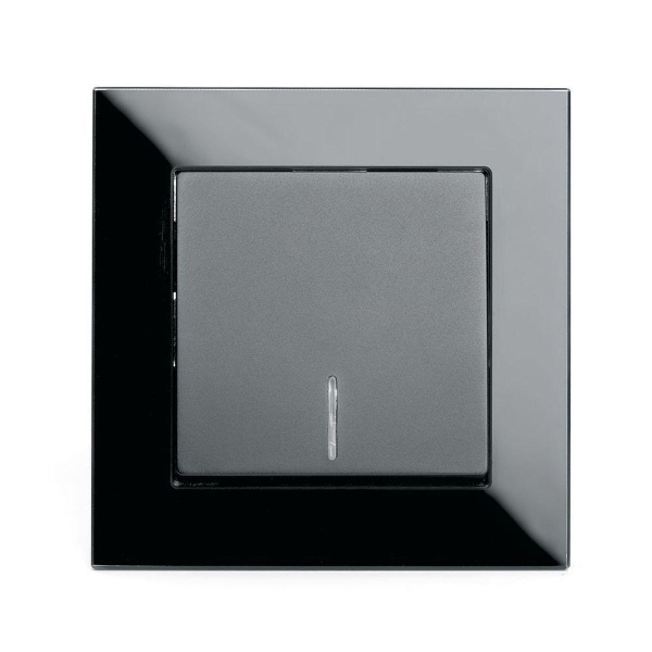 Выключатель 1-клавишный c индикатором Stekker GLS10-7001-05, 250В, 10А Катрин, черный 39503