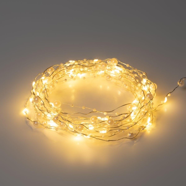 Светодиодная гирлянда ЭРА нить Жемчуг от батареек постоянный теплый белый ЕGNIG - ZH Б0055992