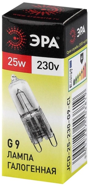 Лампа галогенная ЭРА G9 25W 3000K прозрачная G9-JCD-25-230V-CL C0027376 Лампа галогенная ЭРА G9 25W 3000K прозрачная G9-JCD-25-230V-CL C0027376