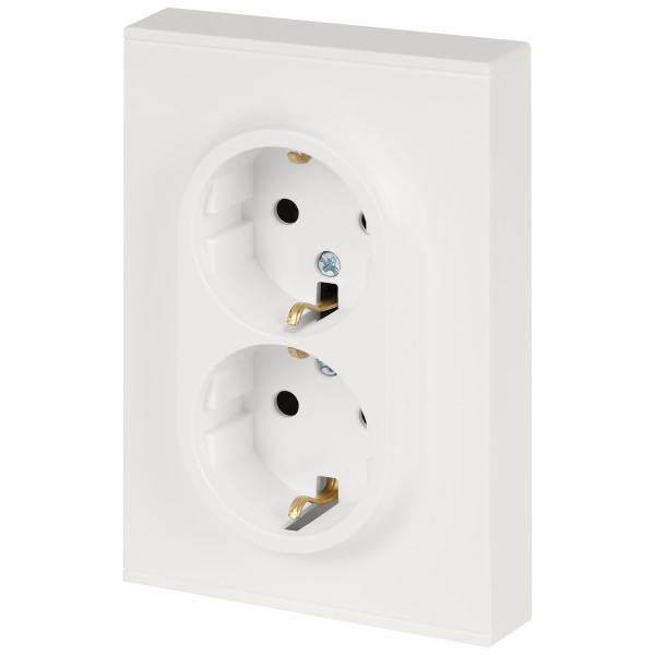 Розетка ЭРА Arktik 16-2105-08 двойная с заземлением 2X2P+E Schuko со шторками 16А-250В белый матовый Б0070461
