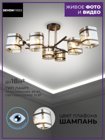 Потолочная люстра Seven Fires Klaso SF3316/6C-BK-FGD