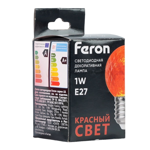 Лампа светодиодная Feron E27 1W красная LB-385 52164