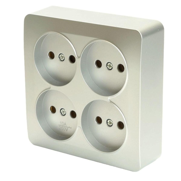 Розетка четырехместная 2P Stekker София серебро MST10-14S-03 49333
