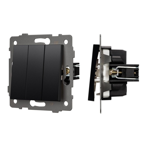 Механизм выключателя трехклавишный непроходной SWT-MK03-PL-BK-V (250V, 10A) Arlight 049897