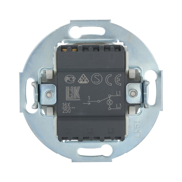 Переключатель LK Studio одноклавишный на два направления (схема 6L) с индикатором 16 A, 250 B (белый) Vintage 880404-1