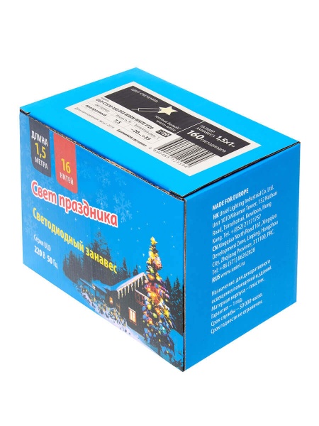 Светодиодная гирлянда Uniel занавес 220V теплый белый ULD-C1510-160/DTA Warm White IP20 UL-00006422