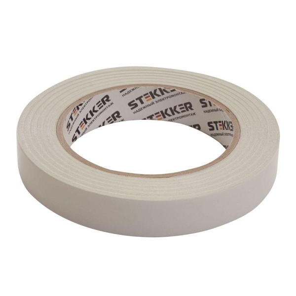 Скотч двусторонний на полипропиленовой основе Stekker INTP6-18-30 18мм*30м, прозрачный, белая подложка 39148