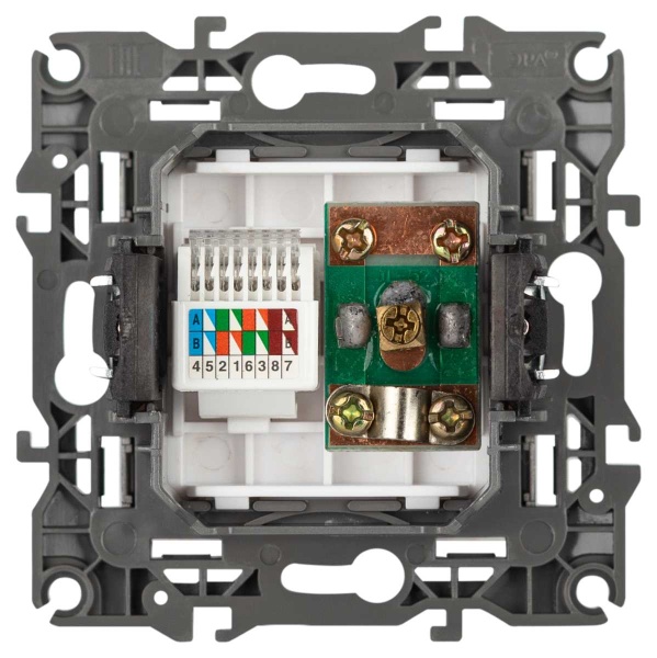 Розетка ЭРА Серия 12 12-3110-16 комбинированная RJ45+TV, титан Б0065646