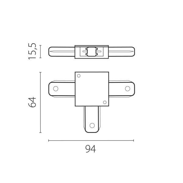 Соединитель трековый T-образный к 50202X-P, 50203X-P Barra Lightstar 502136-P