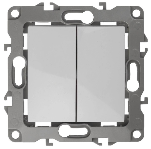 Выключатель двухклавишный ЭРА 12 10AX 250V 12-1104-01 Б0014645 Выключатель двухклавишный ЭРА 12 10AX 250V 12-1104-01 Б0014645