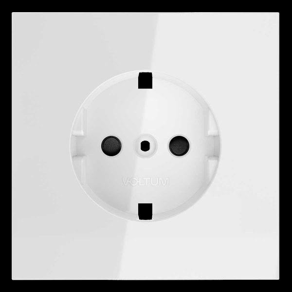 Накладка для розетки с заземлением и защитными шторками S70 (белый глянцевый) Voltum VLS000701