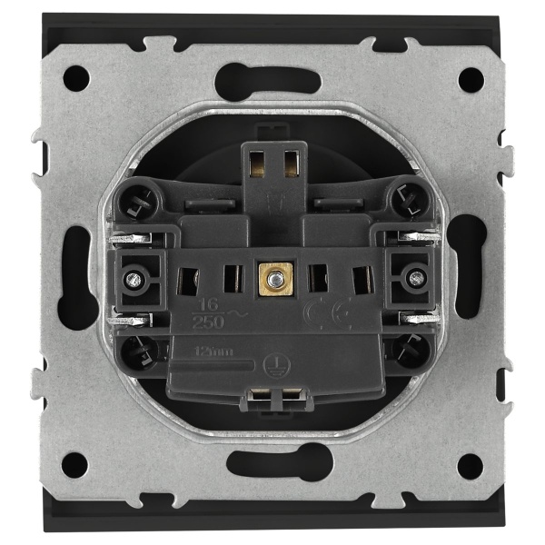 Розетка ЭРА Arktik 16-2103-05 с заземлением 2P+E Schuko со шторками с крышкой 16А-250В антрацит Б0070438