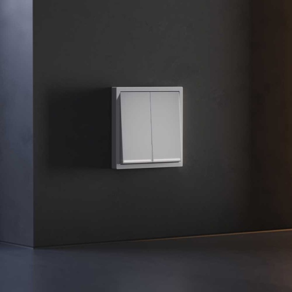 Клавиши для выключателя/переключателя двухклавишного с подсветкой, S70 (серый) Voltum VLS000416