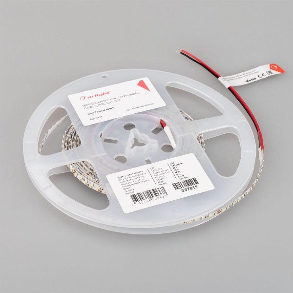 Светодиодная лента Arlight 10W/m 182LED/m 2216SMD холодный белый 5M MicroLed-M182-4mm 24V White6000 037819