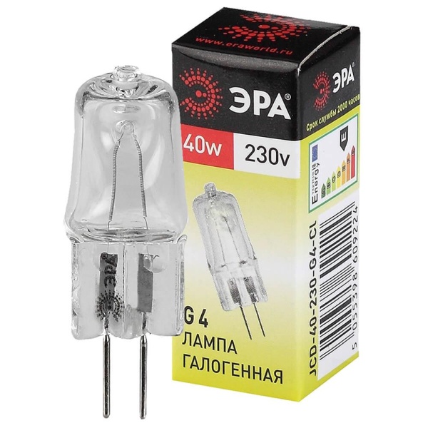 Лампа галогенная ЭРА G4 40W 2700K прозрачная G4-JCD-40W-230V-CL C0039280 Лампа галогенная ЭРА G4 40W 2700K прозрачная G4-JCD-40W-230V-CL C0039280