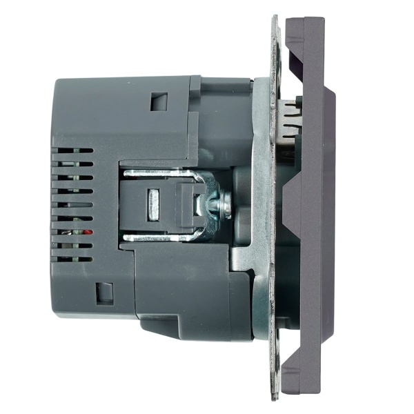 Розетка 1-местная з/ш с/з 16А + USB + Type C (механизм), Stekker, 250В, 20W Эмили, платиново-серый, soft-touch, RST16-5119-10 50219