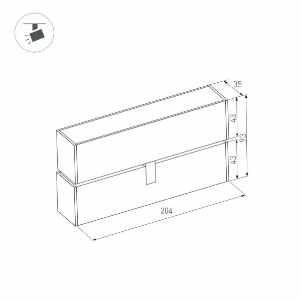 Трековый светодиодный светильник для магнитного шинопровода Arlight Mag-Flat-Fold-45-S205-6W Warm3000 026985