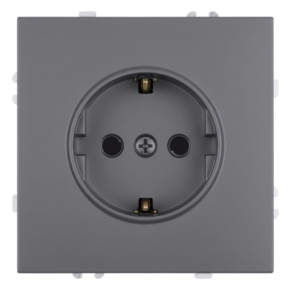 Розетка 1-местная с защитной шторкой с/з (механизм), STEKKER, 250В, 16А, серия Эмили, RST16-5110-10, платиново-серый, soft touch 49958