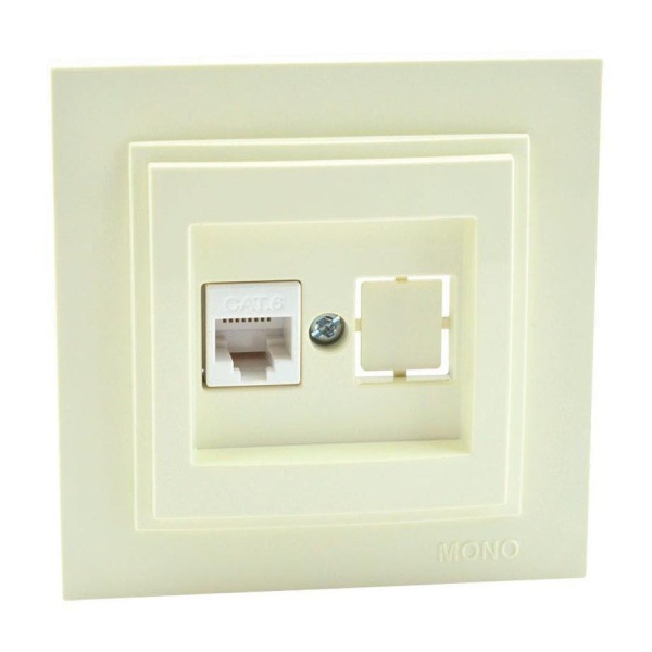 Розетка телефонная RJ11 Mono Electric Despina/ Larissa 3 кат крем 500-001725-124 Розетка телефонная RJ11 Mono Electric Despina/ Larissa 3 кат крем 500-001725-124
