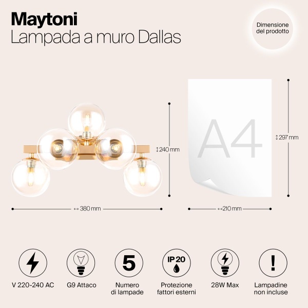Бра Maytoni Dallas MOD547WL-05G Бра Maytoni Dallas MOD547WL-05G