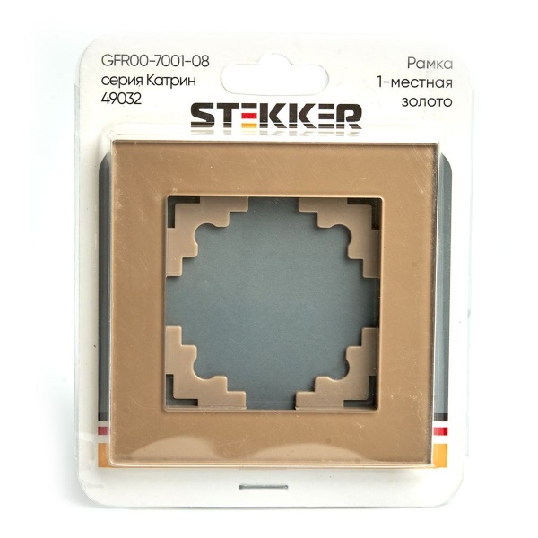 Рамка 1-постовая Stekker Катрин золото GFR00-7001-08 49032