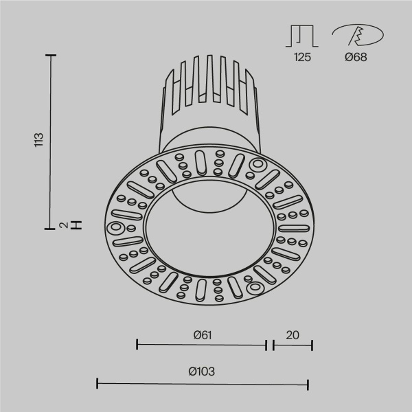 Встраиваемый светильник Maytoni Technical Dip DL122-15W-4K-TRS-W