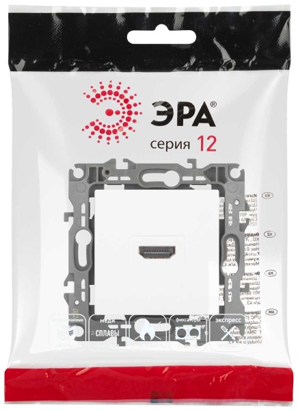 Розетка ЭРА Серия 12 12-3114-01М HDMI белый матовый Б0065724