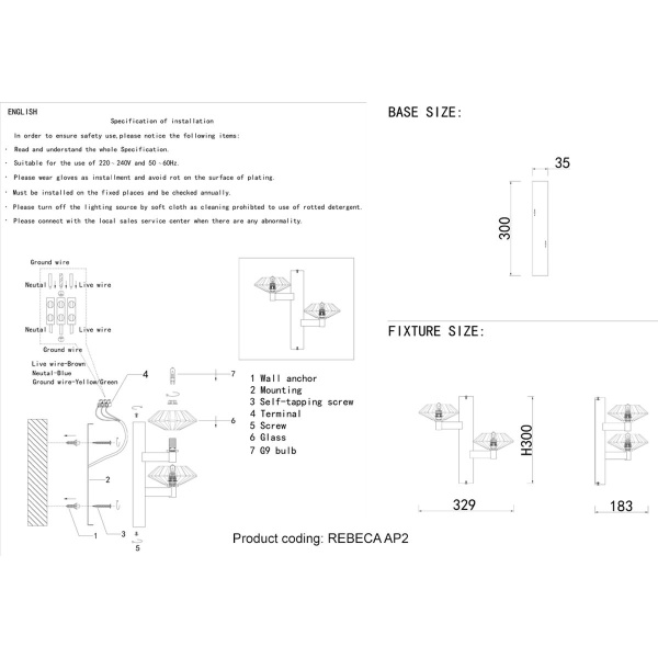Бра Crystal Lux Rebeca AP2 Nickel