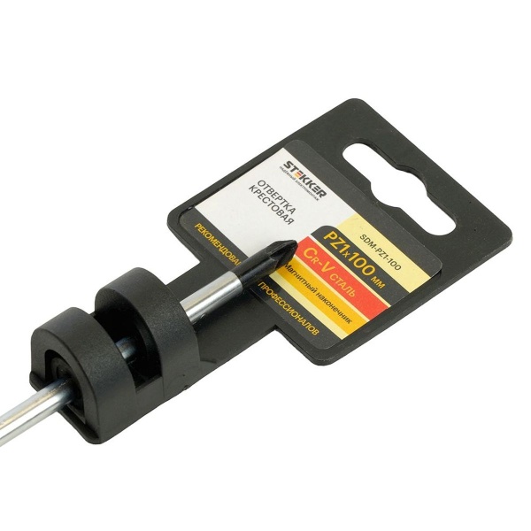 Отвертка крестовая Stekker Pz 1 х 100 мм, Cr-V, SDM-PZ1-100 49615