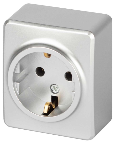 Розетка ЭРА Эксперт 11-2203-03 2P+E Schuko IP20 16A-250В ОУ алюминий Б0063020