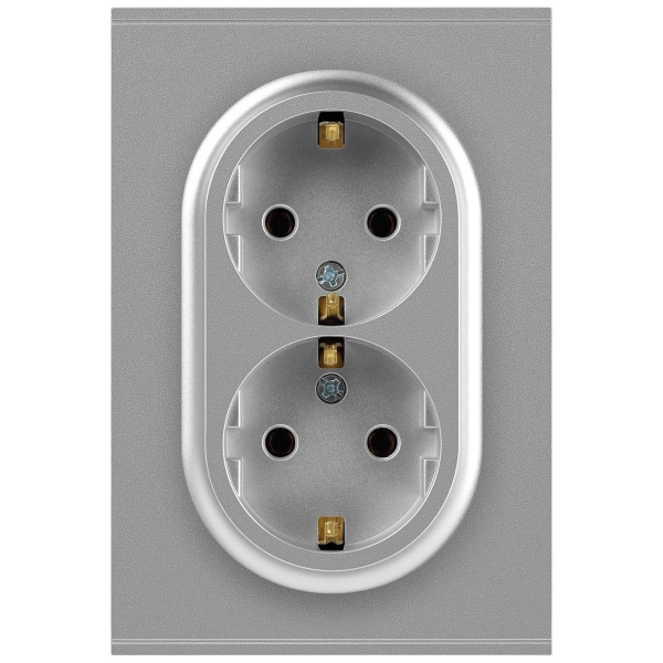 Розетка ЭРА Arktik 16-2104-03 двойная с заземлением 2X2P+E Schuko 16А-250В алюминий Б0070446