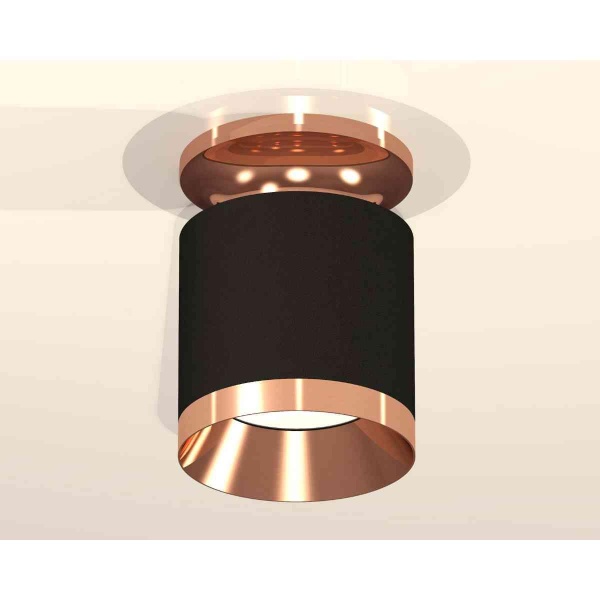 Комплект накладного светильника Ambrella light Techno Spot XS7402121 SBK/PPG черный песок/золото розовое полированное (N7930, C7402, N7035)