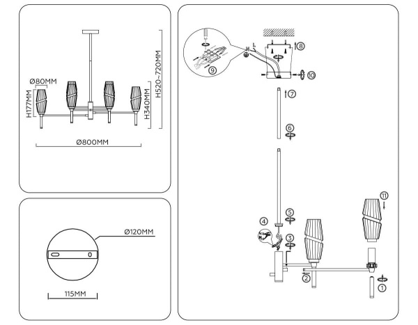 Люстра на штанге Ambrella light High light LH55202