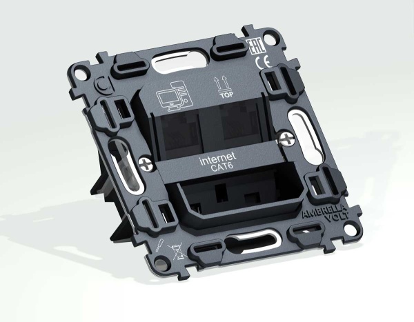 Механизм компьютерной двойной розетки RJ-45 (8P8C) CAT6 Ambrella Volt VM189