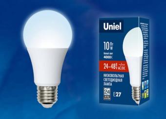 Лампа светодиодная (UL-00002382) E27 10W 4000K матовая LED-A60-10W/NW/E27/FR/24-48V