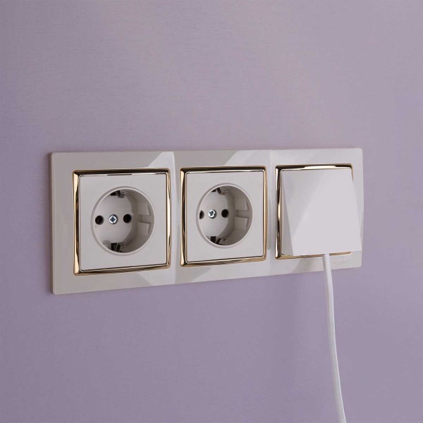 Розетка с заземлением, безвинтовой зажим Werkel слоновая кость W1171303 4690389155772