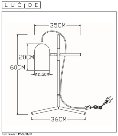 Настольная лампа Lucide Edek 45584/01/30
