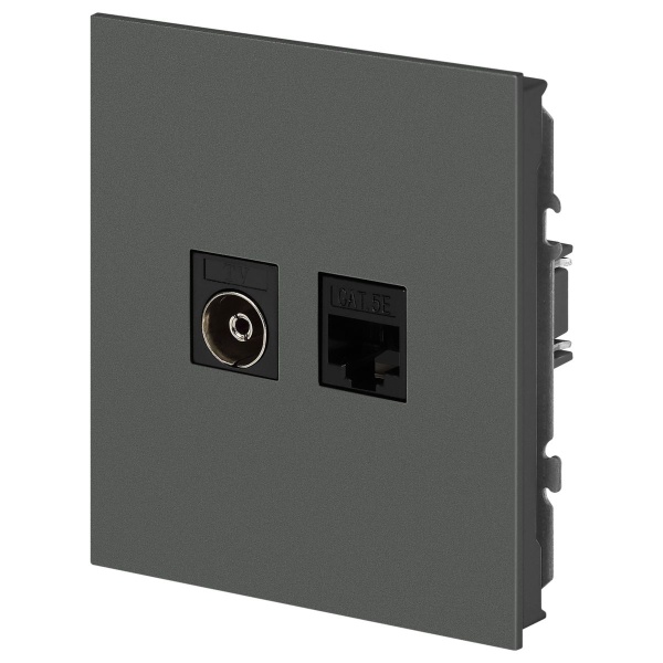 Розетка ЭРА Arktik 16-3110-06 комбинированная RJ45+TV графит Б0070499