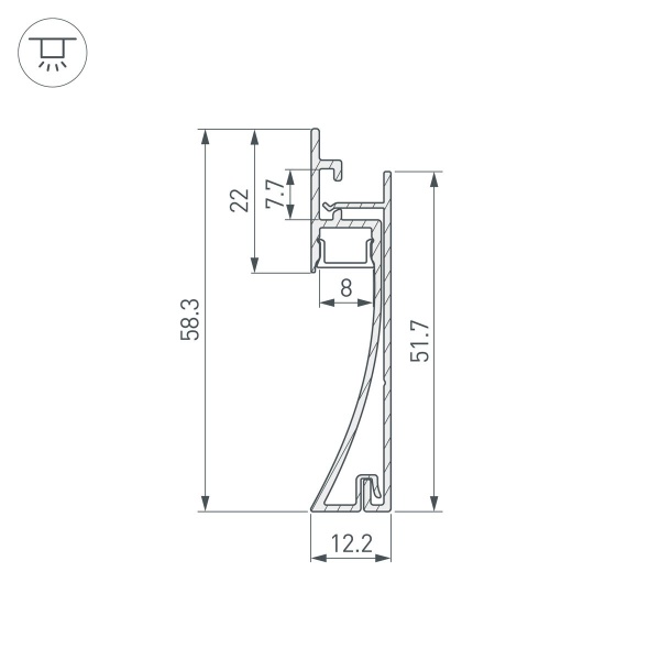 Профиль встраиваемый Arlight Plintus-H58-F-2000 Anod 046391