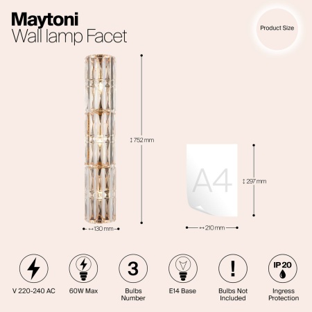 Настенный светильник Maytoni Facet MOD094WL-03G