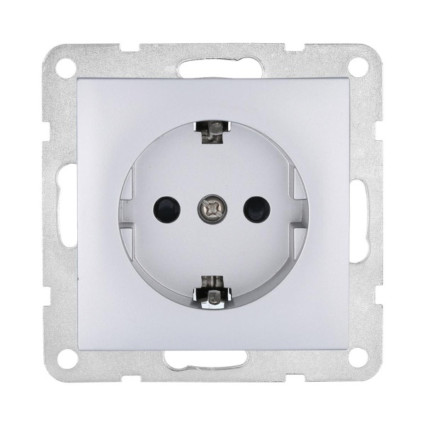 Розетка LK Studio с з/к, со шторками (серебристый металлик) LK60 863203-1