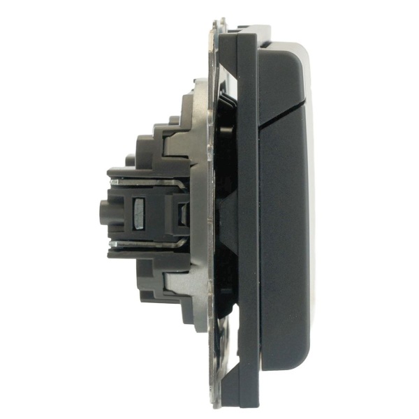 Розетка 1-местная с крышкой с защ. штор Stekker, б/з, 250В, 16А, серия Эмили, RST16-5113-05, черный уголь, soft touch 49852