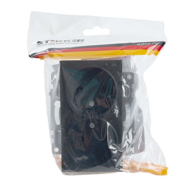 Розетка двойная 2P Stekker Катрин со шторками черный GLS10-7113-05 39611