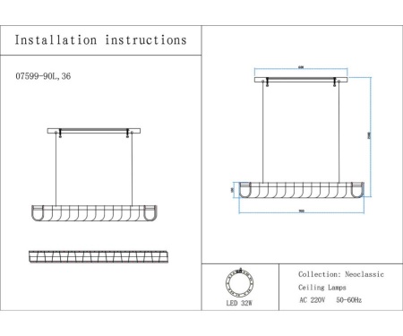 Люстра Kink Light Гэлли 07599-90L,36
