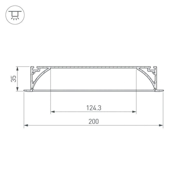 Профиль с рассеивателем Arlight ARH-POWER-W200-F-2000 ANOD 027916