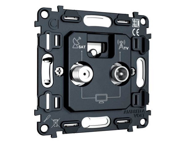 Механизм розетки TV оконечной + SAT 5-862MHz 3.5dB/950-2150MHz 3.5dB AMBRELLA VOLT VM VM217