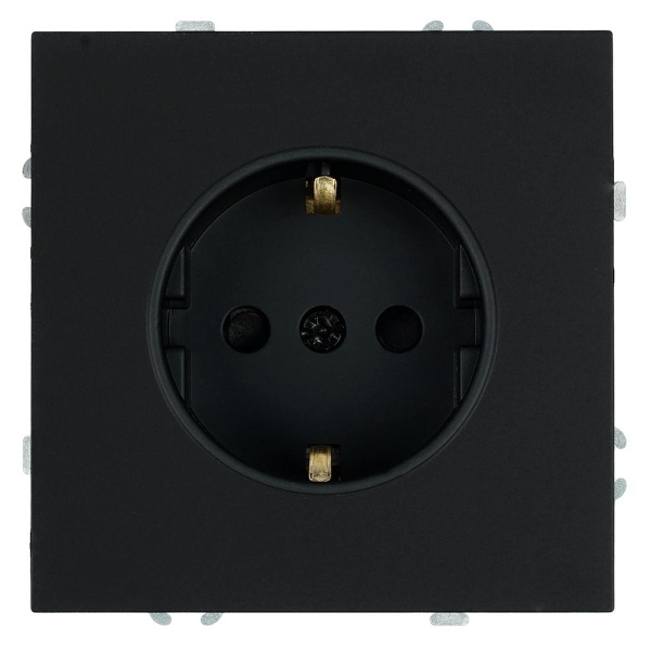 Розетка 1-местная с з/ш, с/з (механизм), СЗК, Stekker, 250В, 16А Эмили, RST16-5110-05ZK, черный уголь, soft touch 50251