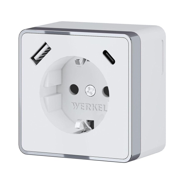 Розетка с заземлением, шторками и USB тип A+C Werkel Gallant белый W5071701 4690389179594 Розетка с заземлением, шторками и USB тип A+C Werkel Gallant белый W5071701 4690389179594