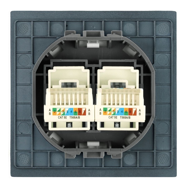 Розетка компьютерная 2-местная RJ-45 (механизм) Stekker Мия RST00-3111-05 черный бархат 50451